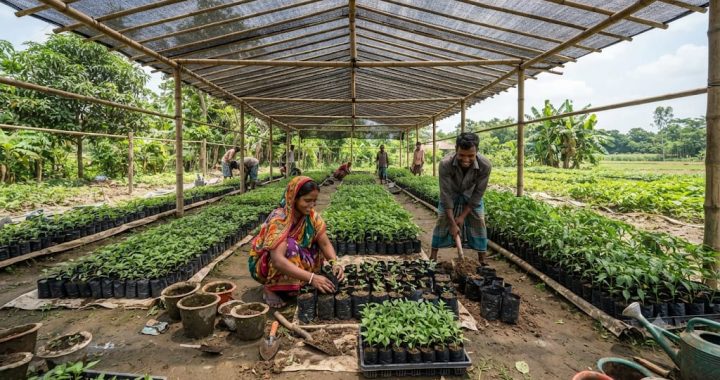 বর্ষার বিদায়ে শীতকালীন সবজির চারা উৎপাদনের জোয়ার , সার সংকটে আছে শঙ্কাও