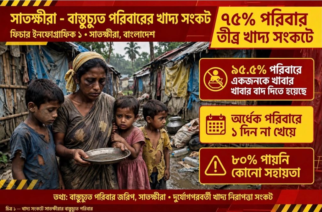 প্রাকৃতিক দুর্যোগে ঘরবাড়ি হারিয়ে বস্তিবাসিদের ৭৫ শতাংশ ভুগছে খাদ্য সংকটে